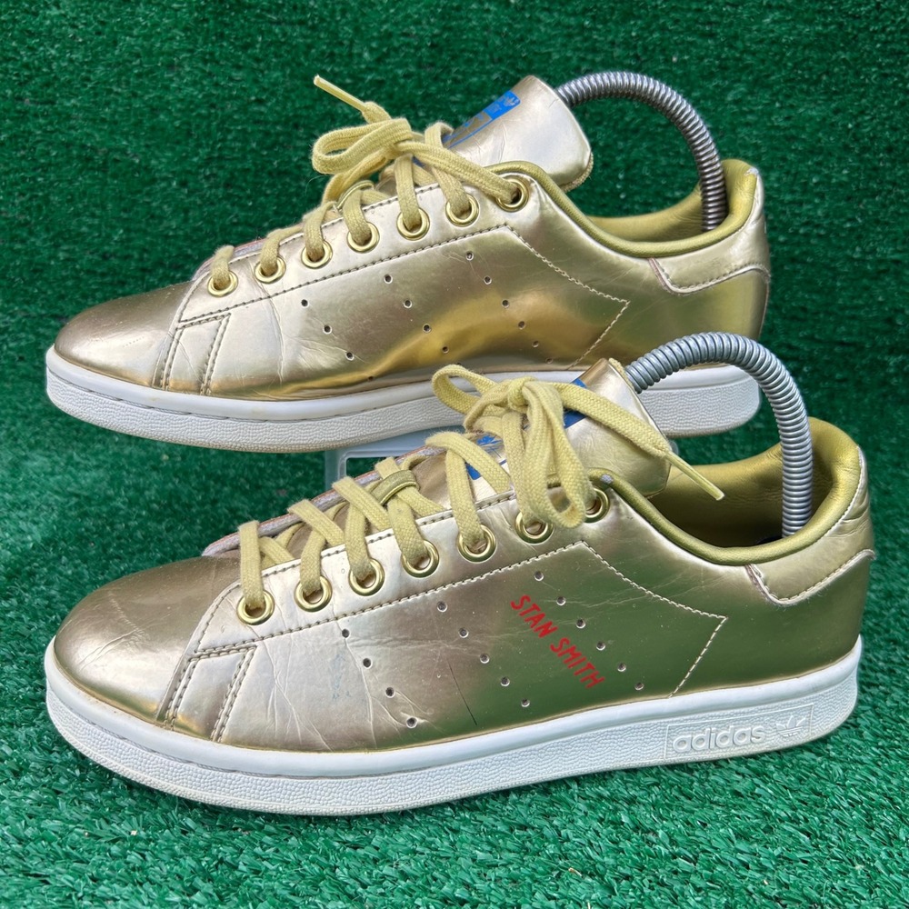 Adidas Stan Smith Metallic Gold Sneakers Low‎ Top FW8063 Mens 5.5 Womens 7